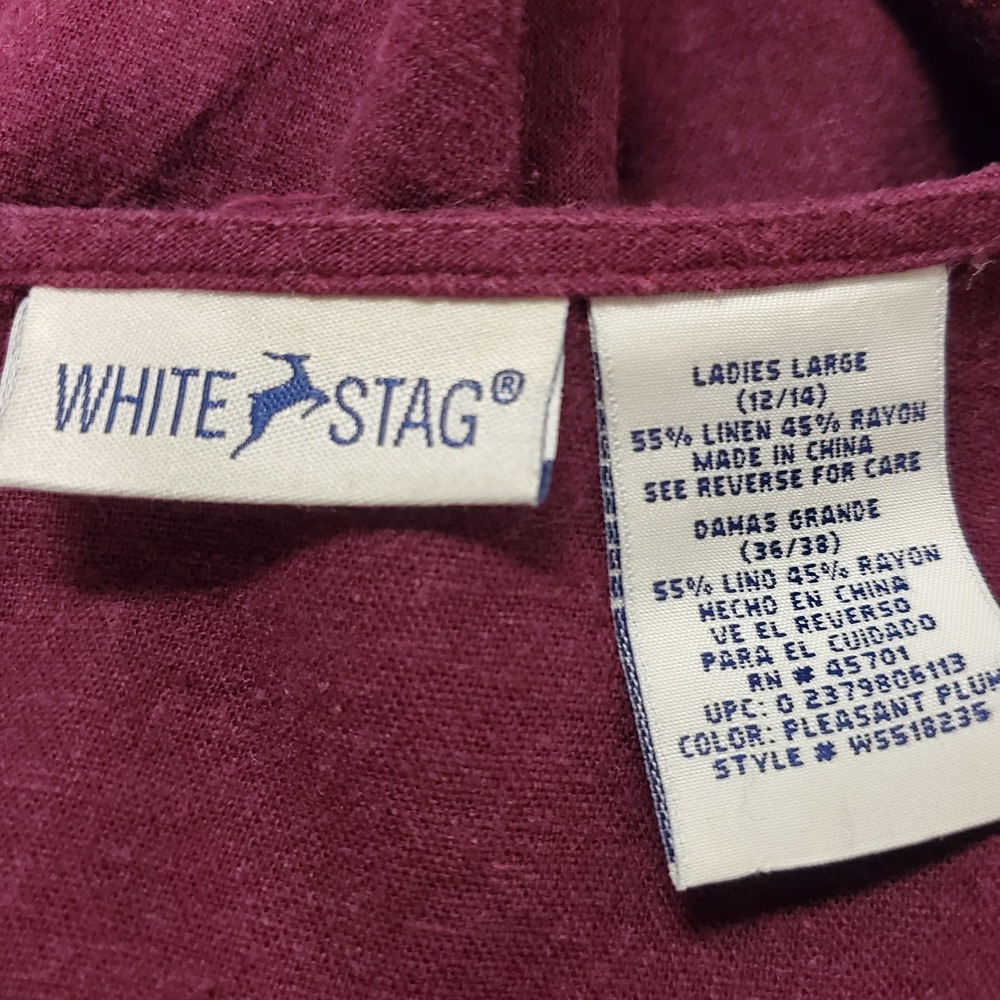 White Stag Women Overall Jumper Maxi Dress Size L Linen Blend Modest Embroidered - Picture 3 of 9